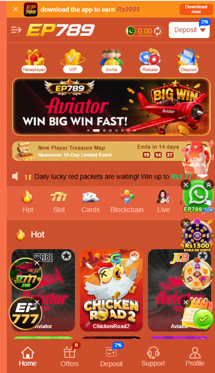 EP789 home screen with daily, weekly and referral rewards