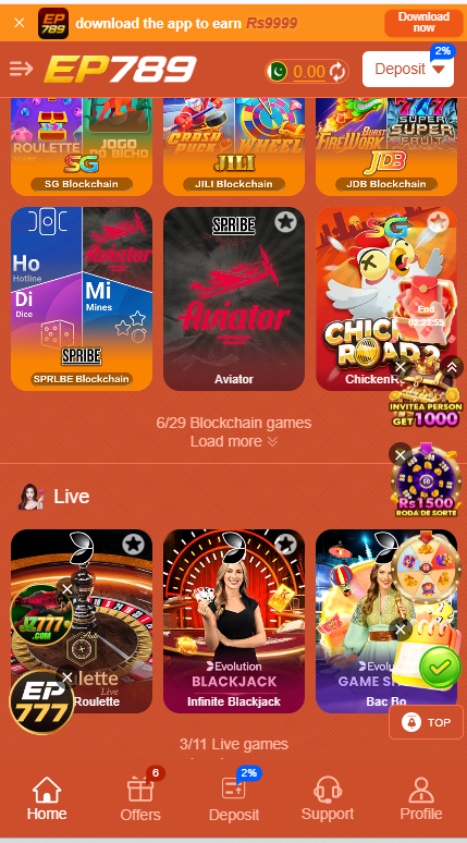 EP789 live casino (EVO, SEXY, PP) and sports games